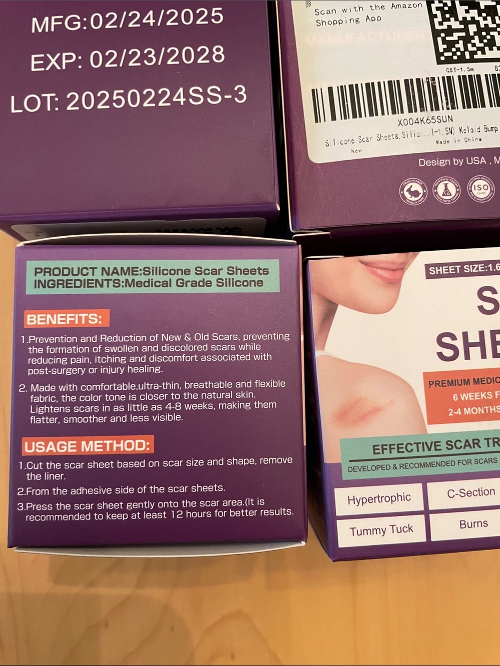 Six boxes of Scar Sheets Silicone Scar Treatment - Purple & White Packaging NWT - Picture 6 of 6